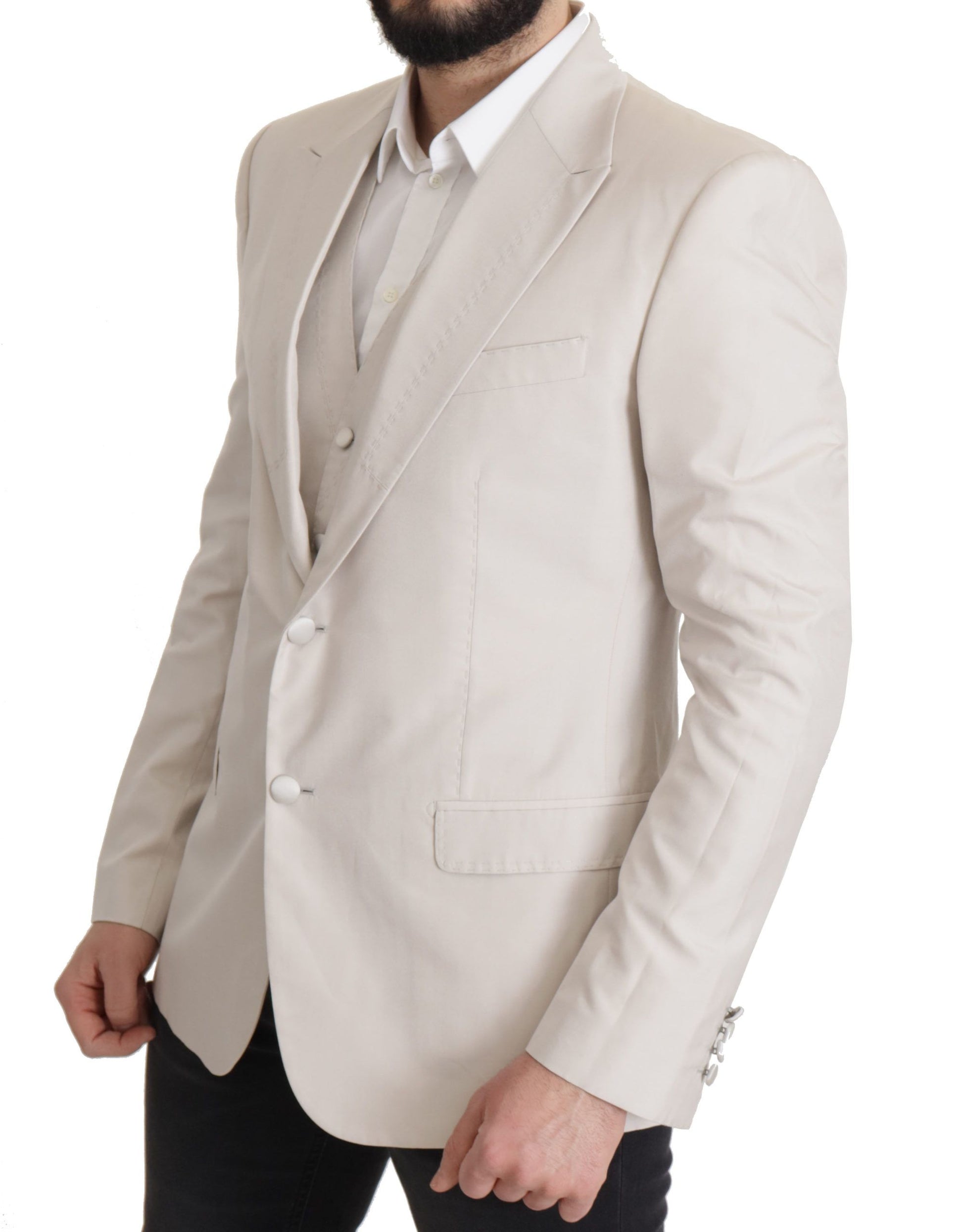 Dolce & Gabbana Gray Silk Single Breasted 2 Pc Blazer Dolce & Gabbana