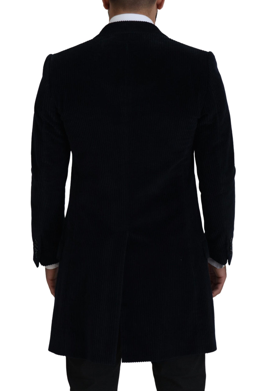 Dolce & Gabbana Black Cotton Cardigan Long Coat Men Jacket - Eljoys Fashion 