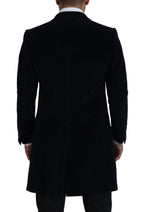 Dolce & Gabbana Black Cotton Cardigan Long Coat Men Jacket - Eljoys Fashion 