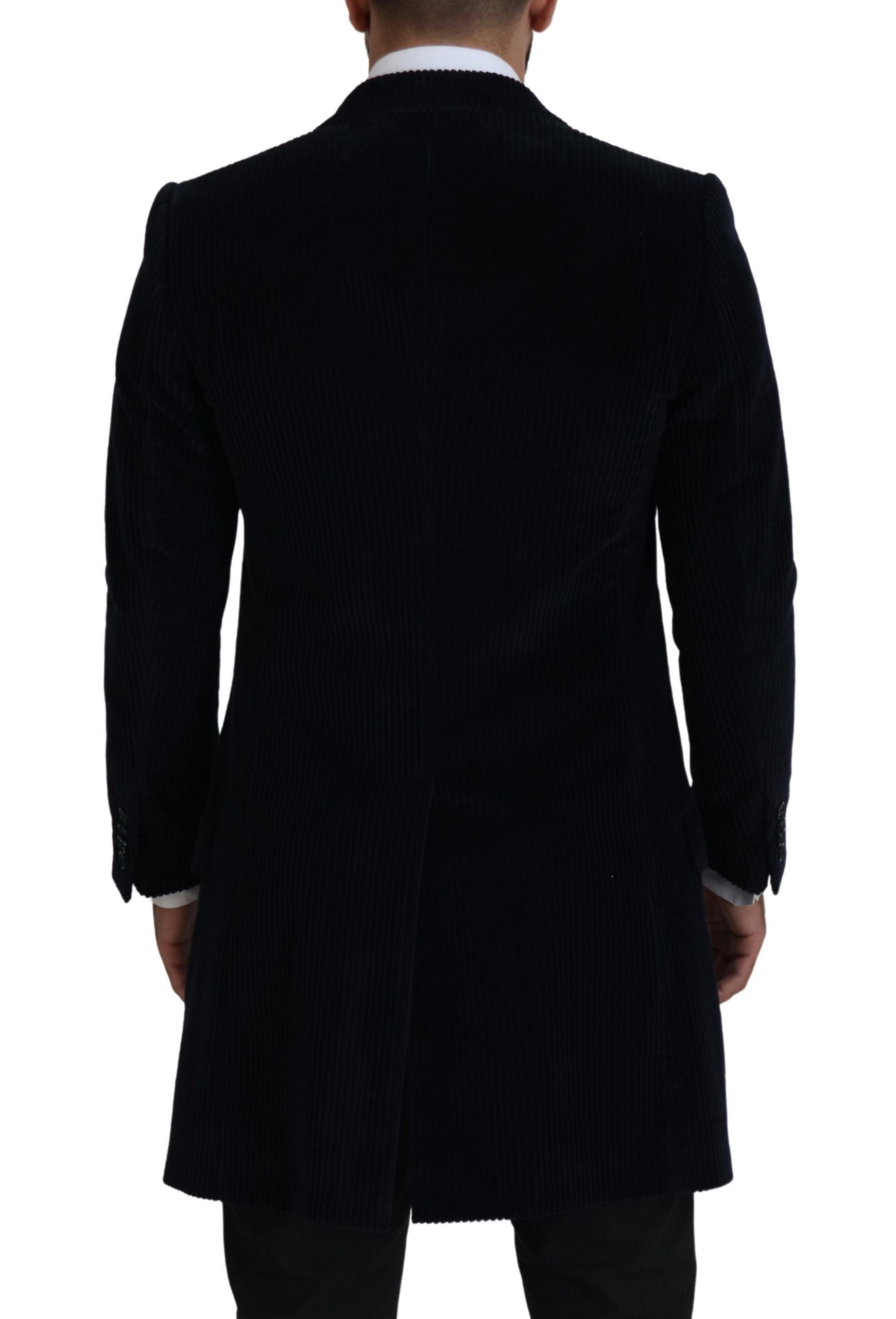 Dolce & Gabbana Black Cotton Cardigan Long Coat Men Jacket Dolce & Gabbana