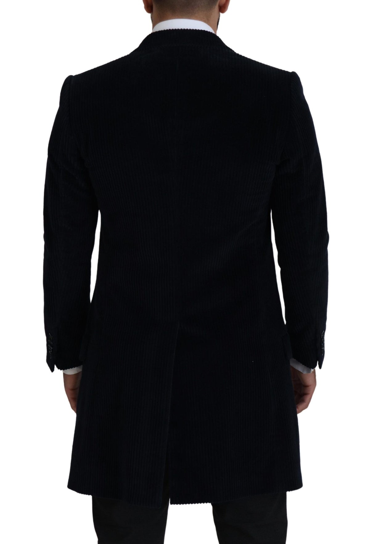 Dolce & Gabbana Black Cotton Cardigan Long Coat Men Jacket - Eljoys Fashion 