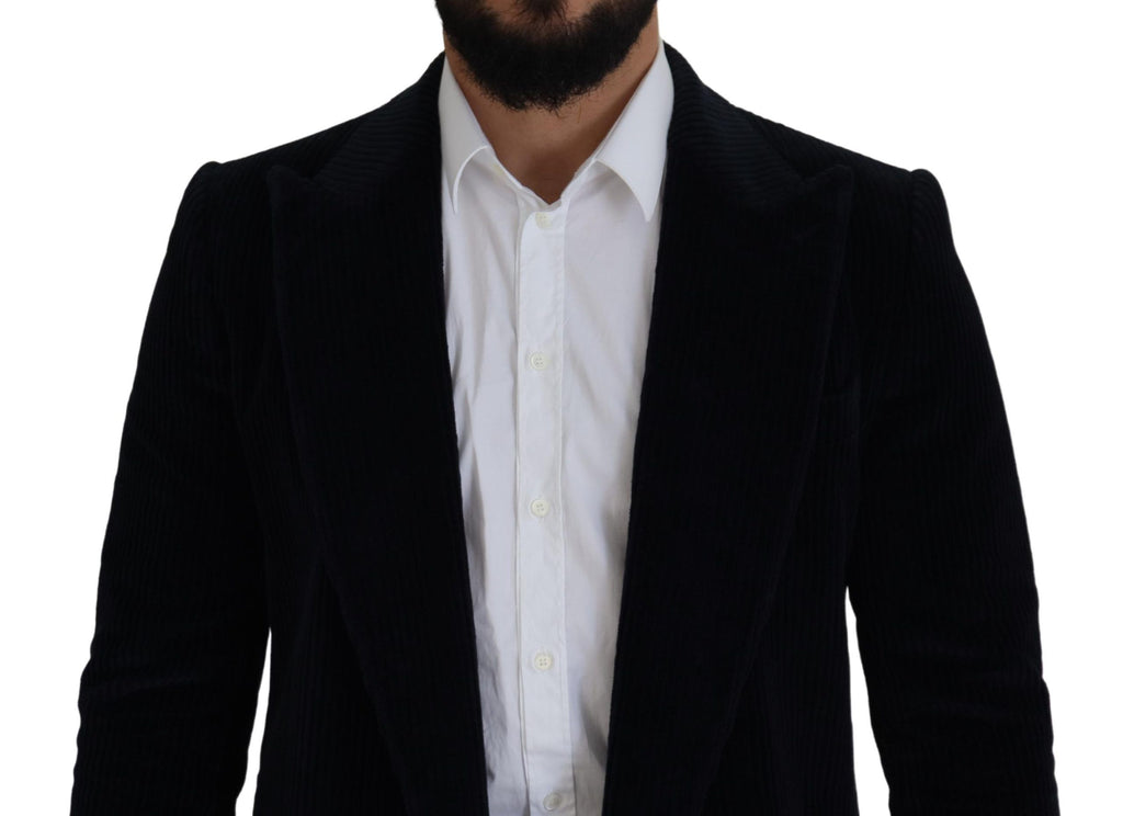 Dolce & Gabbana Black Cotton Cardigan Long Coat Men Jacket - Eljoys Fashion 
