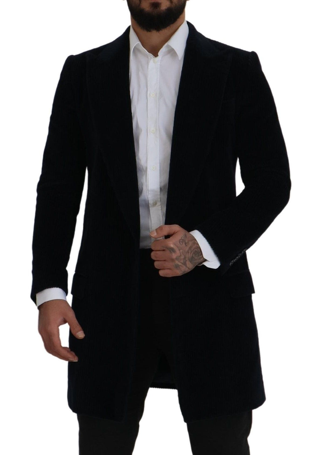 Dolce & Gabbana Black Cotton Cardigan Long Coat Men Jacket - Eljoys Fashion 