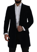 Dolce & Gabbana Black Cotton Cardigan Long Coat Men Jacket - Eljoys Fashion 