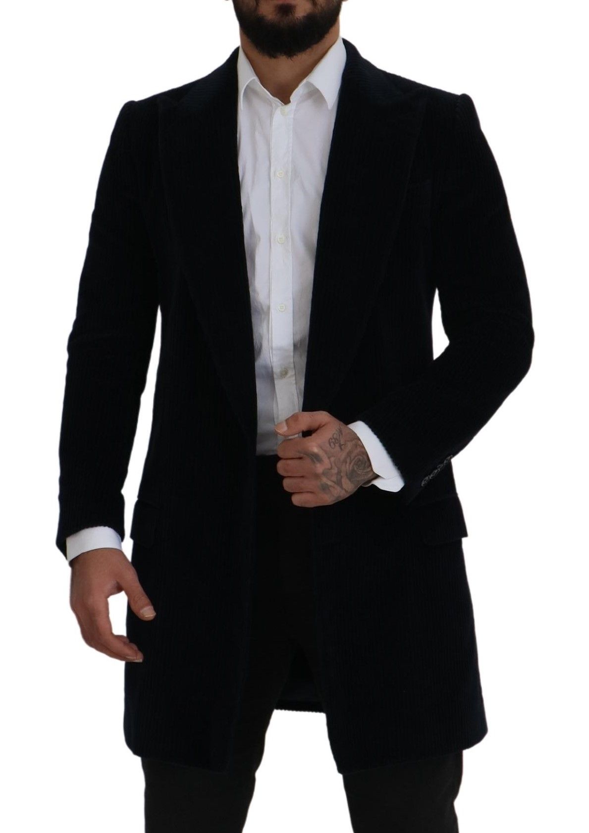 Dolce & Gabbana Black Cotton Cardigan Long Coat Men Jacket - Eljoys Fashion 