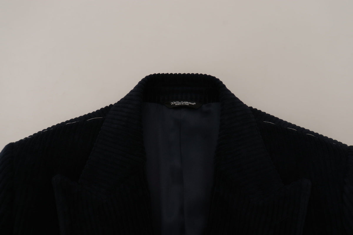 Dolce & Gabbana Black Cotton Cardigan Long Coat Men Jacket - Eljoys Fashion 