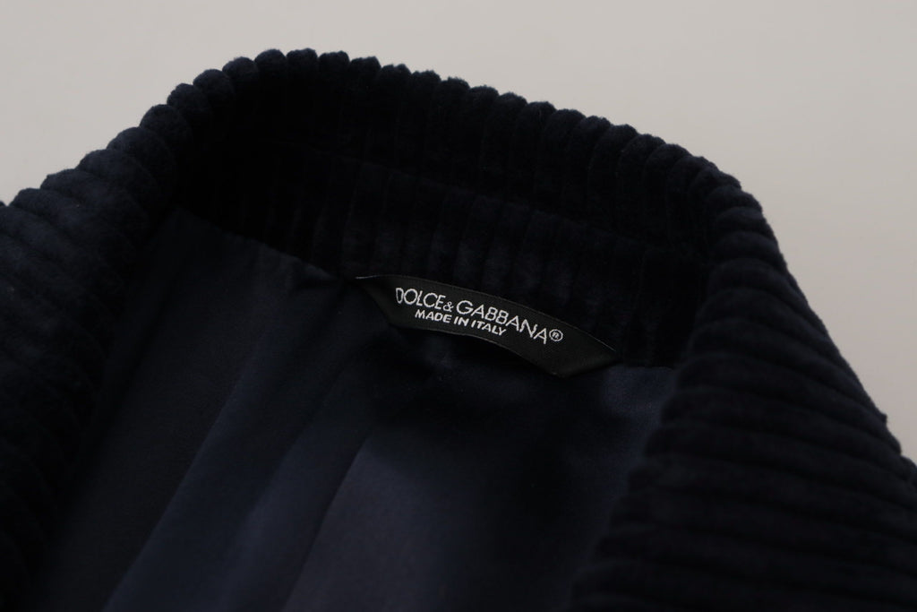 Dolce & Gabbana Black Cotton Cardigan Long Coat Men Jacket - Eljoys Fashion 