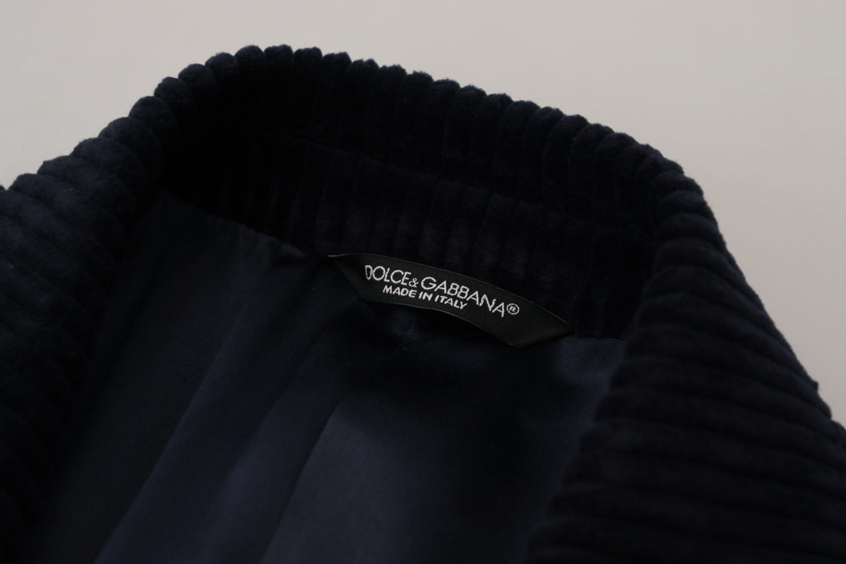 Dolce & Gabbana Black Cotton Cardigan Long Coat Men Jacket - Eljoys Fashion 