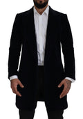 Dolce & Gabbana Black Cotton Cardigan Long Coat Men Jacket - Eljoys Fashion 