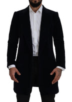 Dolce & Gabbana Black Cotton Cardigan Long Coat Men Jacket - Eljoys Fashion 