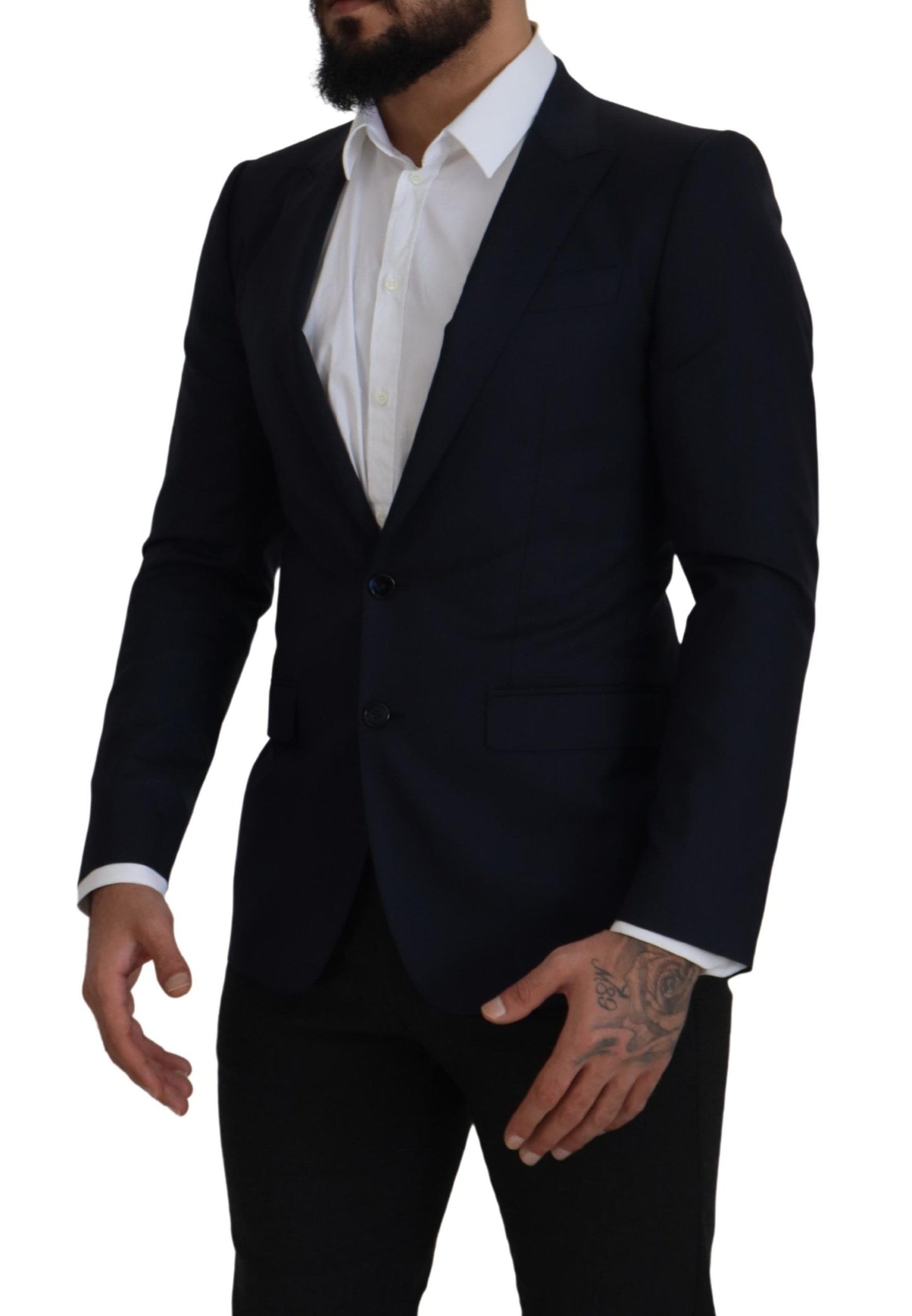 Dolce & Gabbana Blue Wool Single Breasted Coat Blazer Dolce & Gabbana