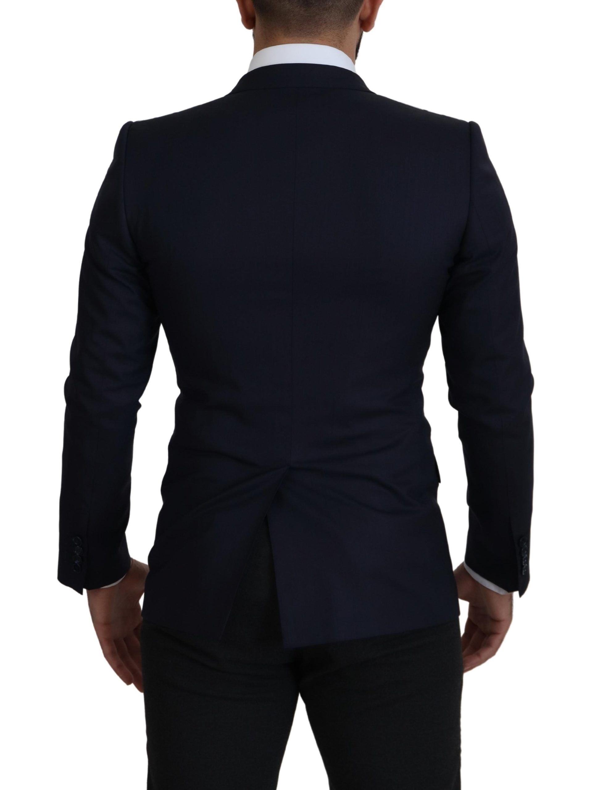Dolce & Gabbana Blue Wool Single Breasted Coat Blazer Dolce & Gabbana