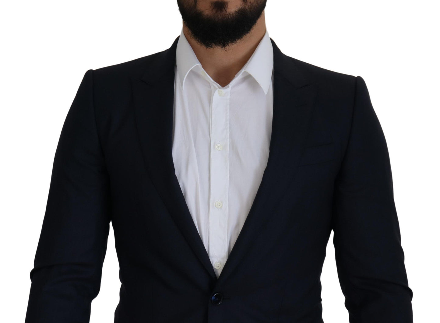 Dolce & Gabbana Blue Wool Single Breasted Coat Blazer Dolce & Gabbana