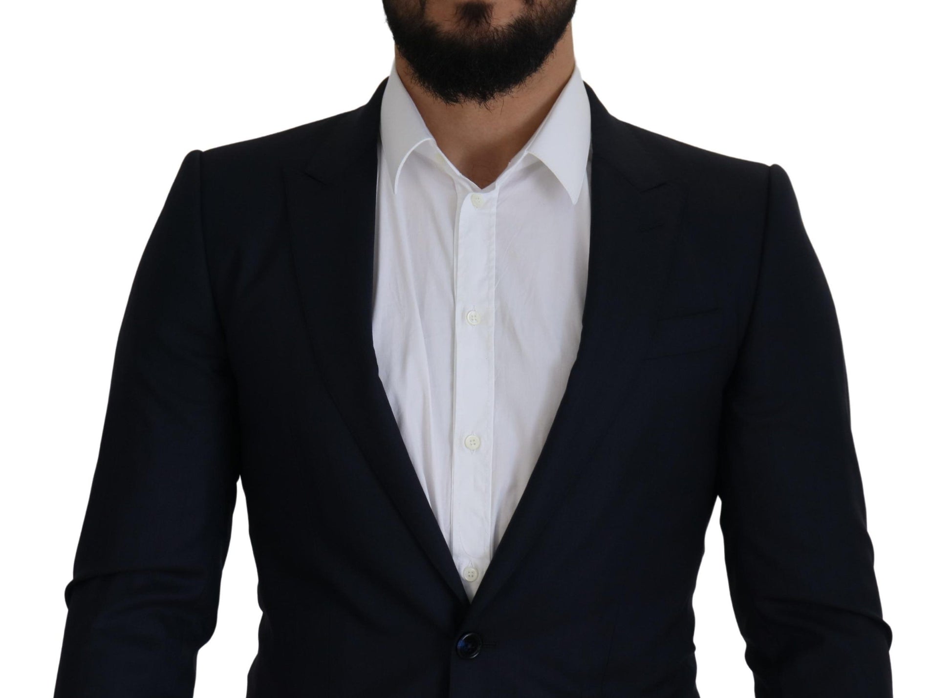 Dolce & Gabbana Blue Wool Single Breasted Coat Blazer Dolce & Gabbana