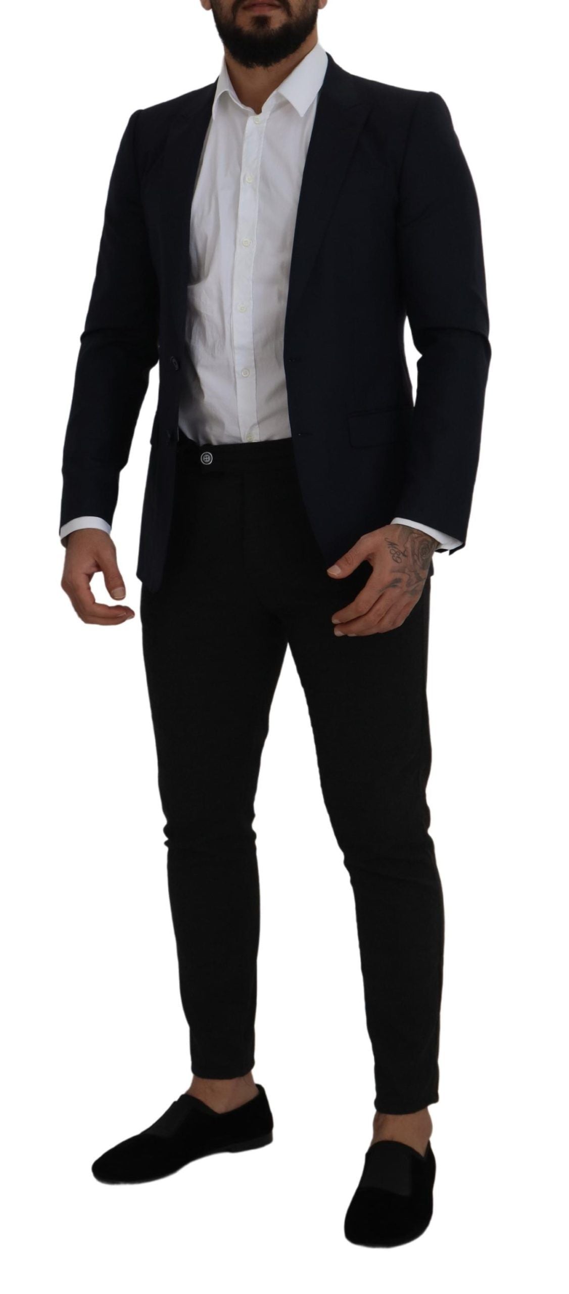 Dolce & Gabbana Blue Wool Single Breasted Coat Blazer Dolce & Gabbana