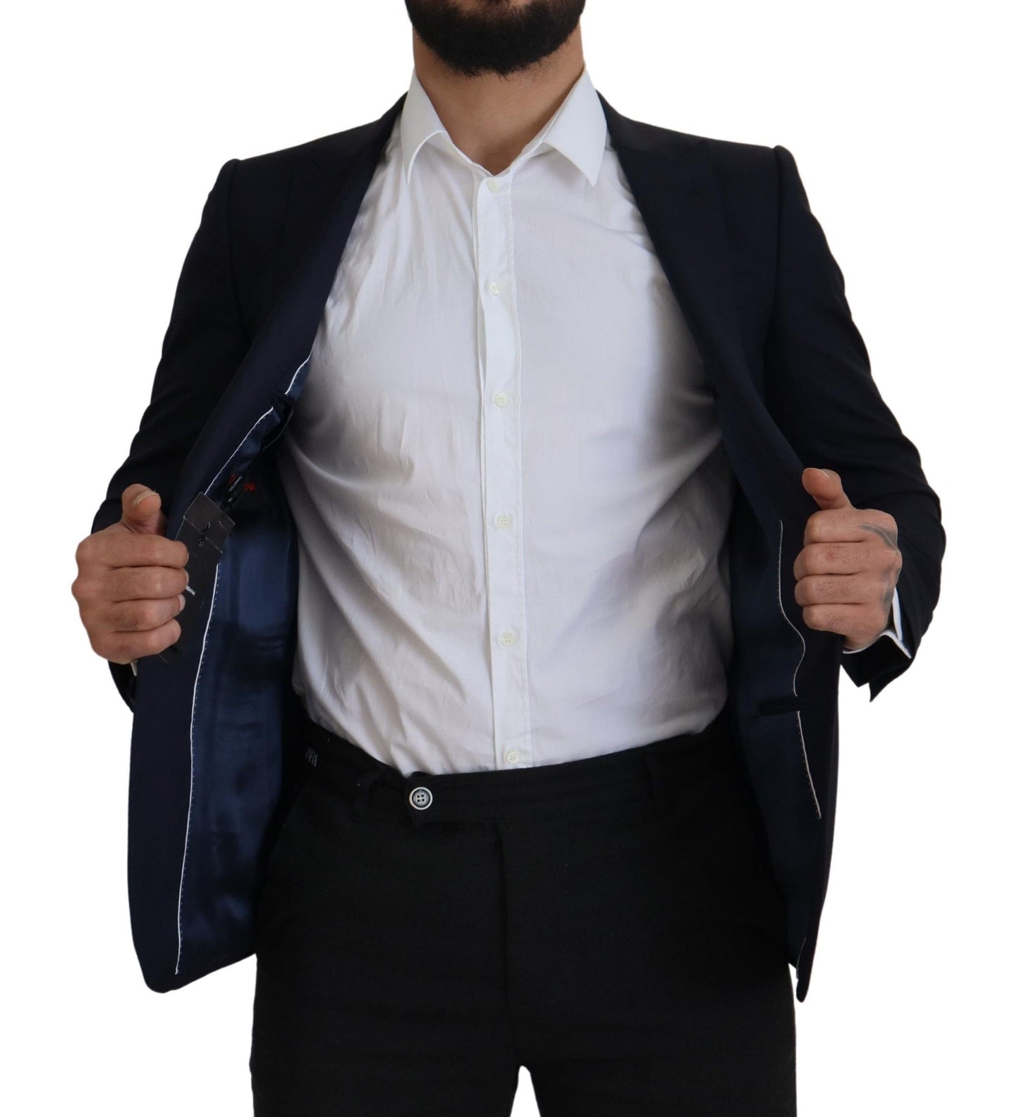 Dolce & Gabbana Blue Wool Single Breasted Coat Blazer Dolce & Gabbana