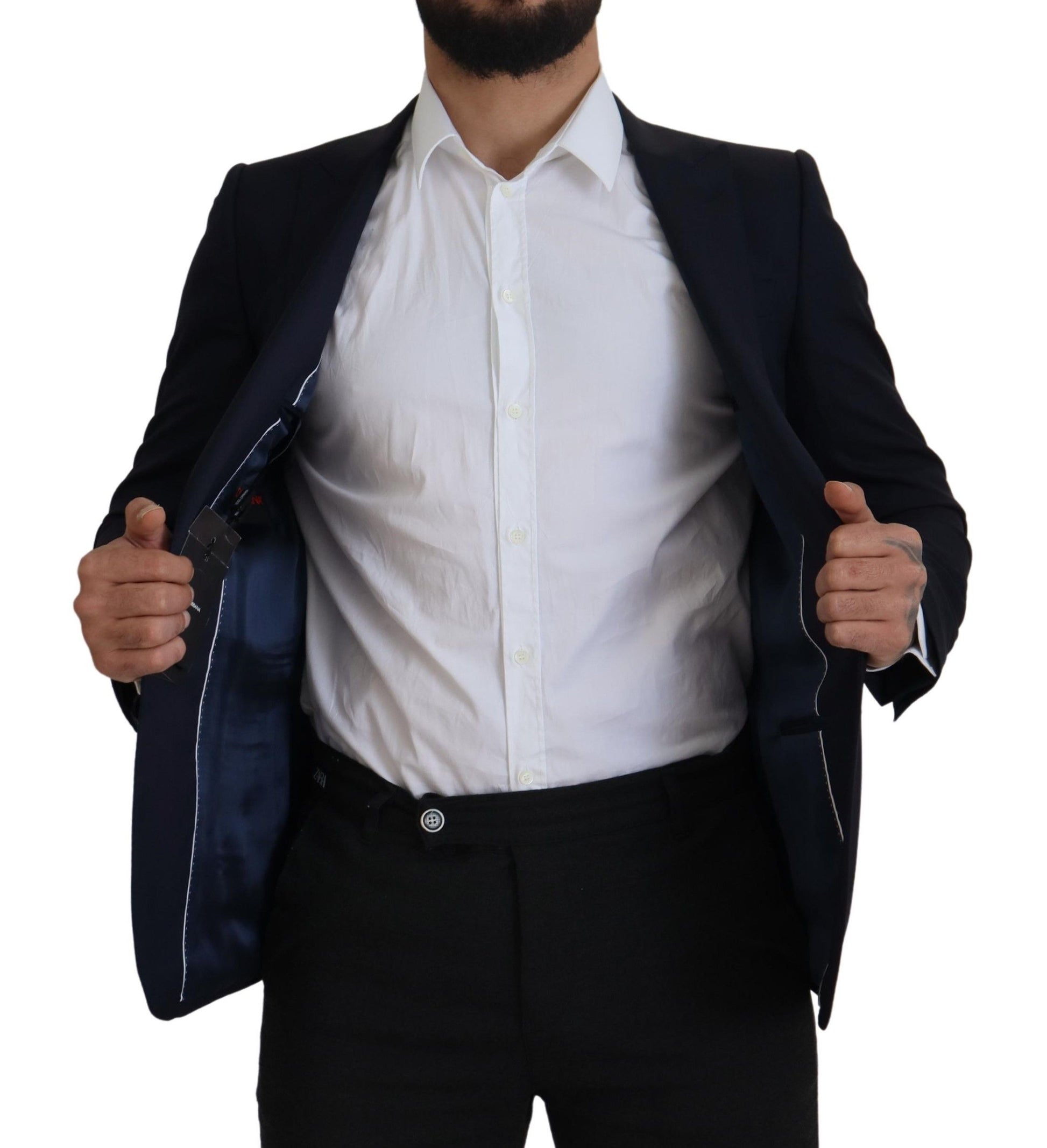 Dolce & Gabbana Blue Wool Single Breasted Coat Blazer Dolce & Gabbana
