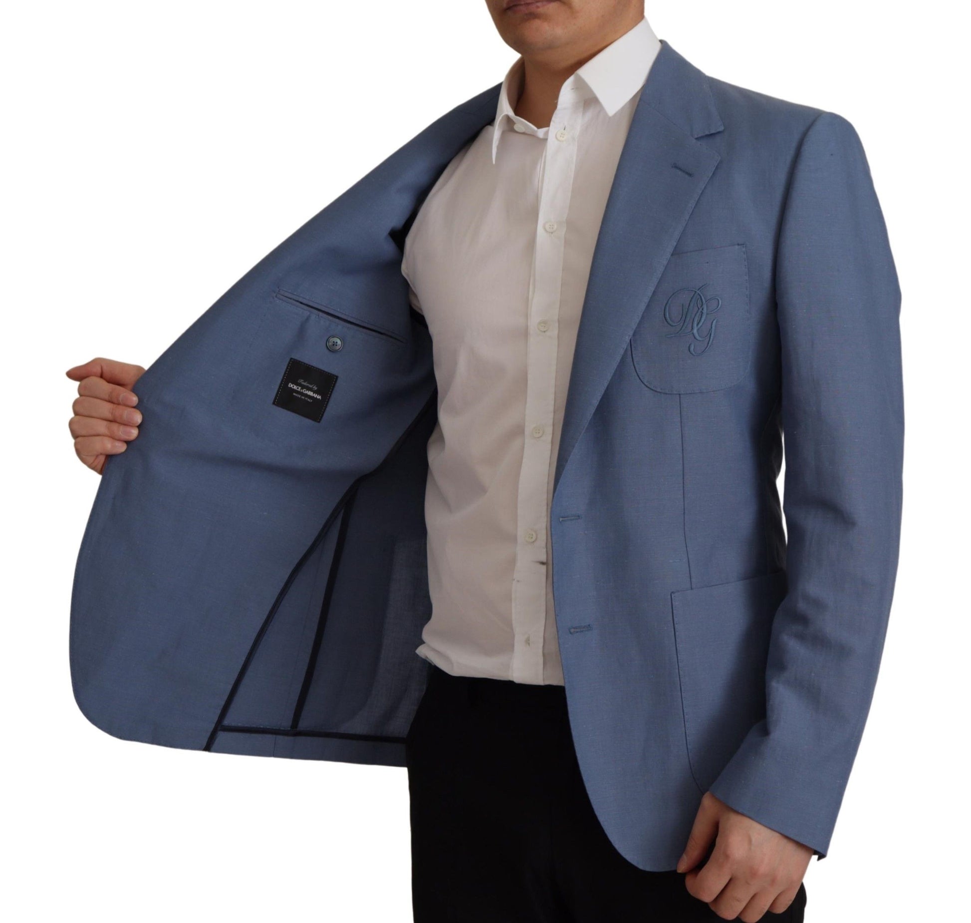Dolce & Gabbana Blue Single Breasted Logo Blazer Jacket Dolce & Gabbana