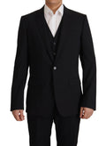 Dolce & Gabbana Black Jacket Vest 2 Piece MARTINI Blazer - Eljoys Fashion 