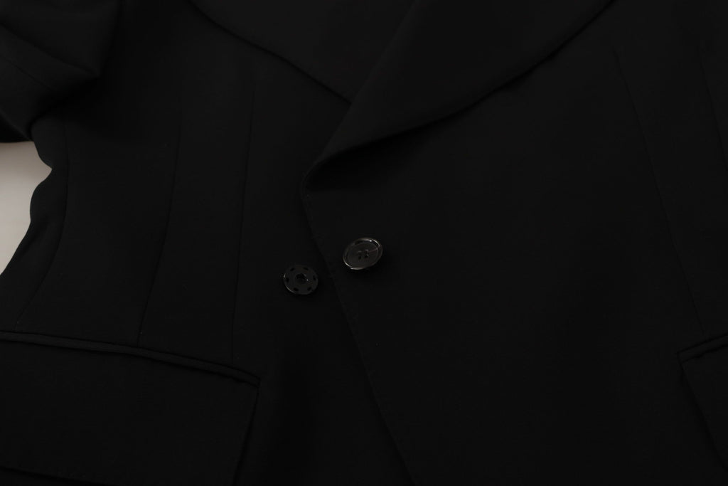 Dolce & Gabbana Black Wool Single Breasted Jacket Blazer - Eljoys Fashion 
