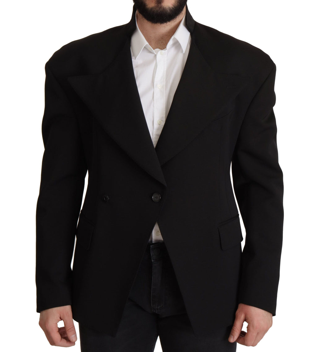 Dolce & Gabbana Black Wool Single Breasted Jacket Blazer - Eljoys Fashion 