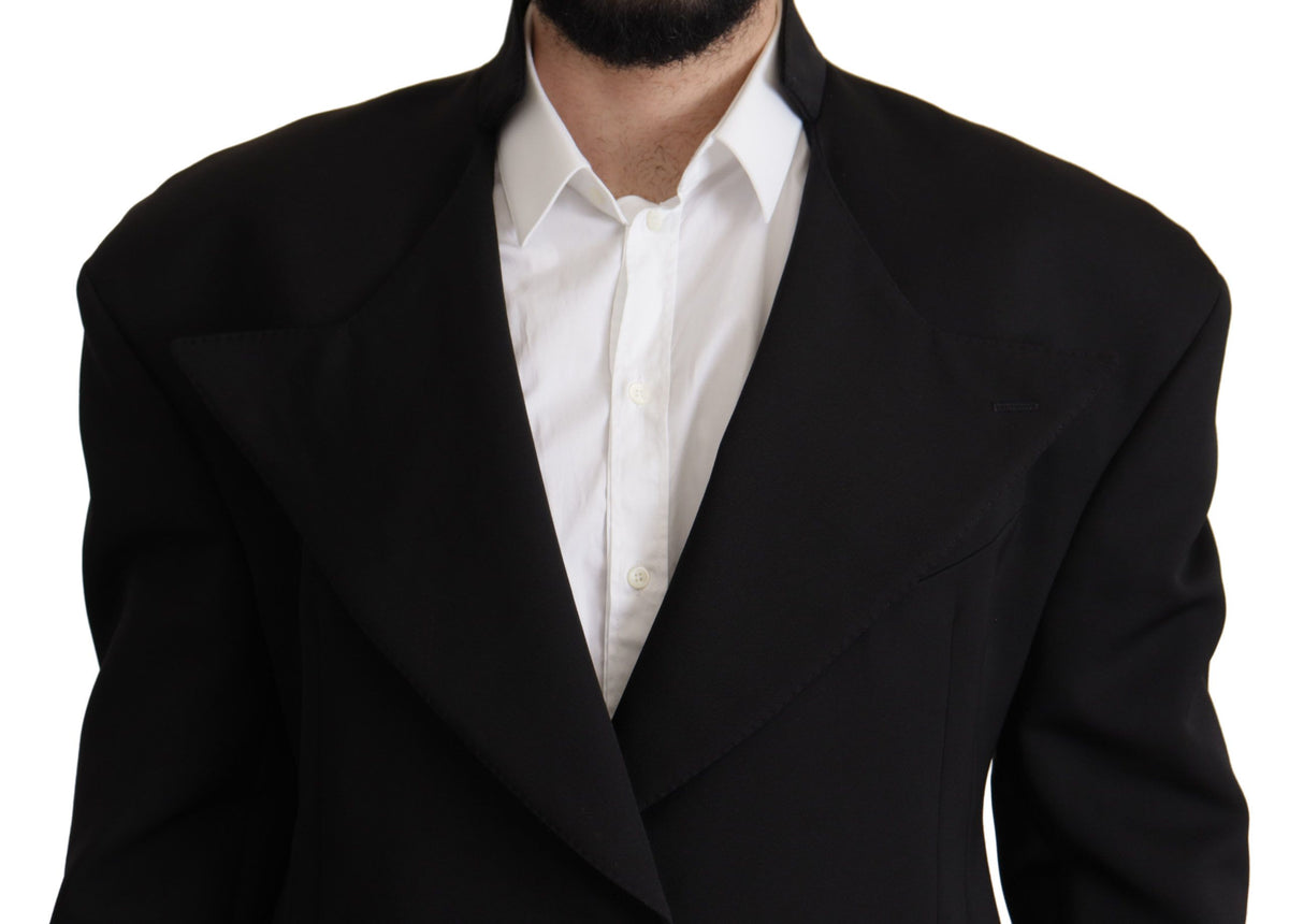 Dolce & Gabbana Black Wool Single Breasted Jacket Blazer - Eljoys Fashion 