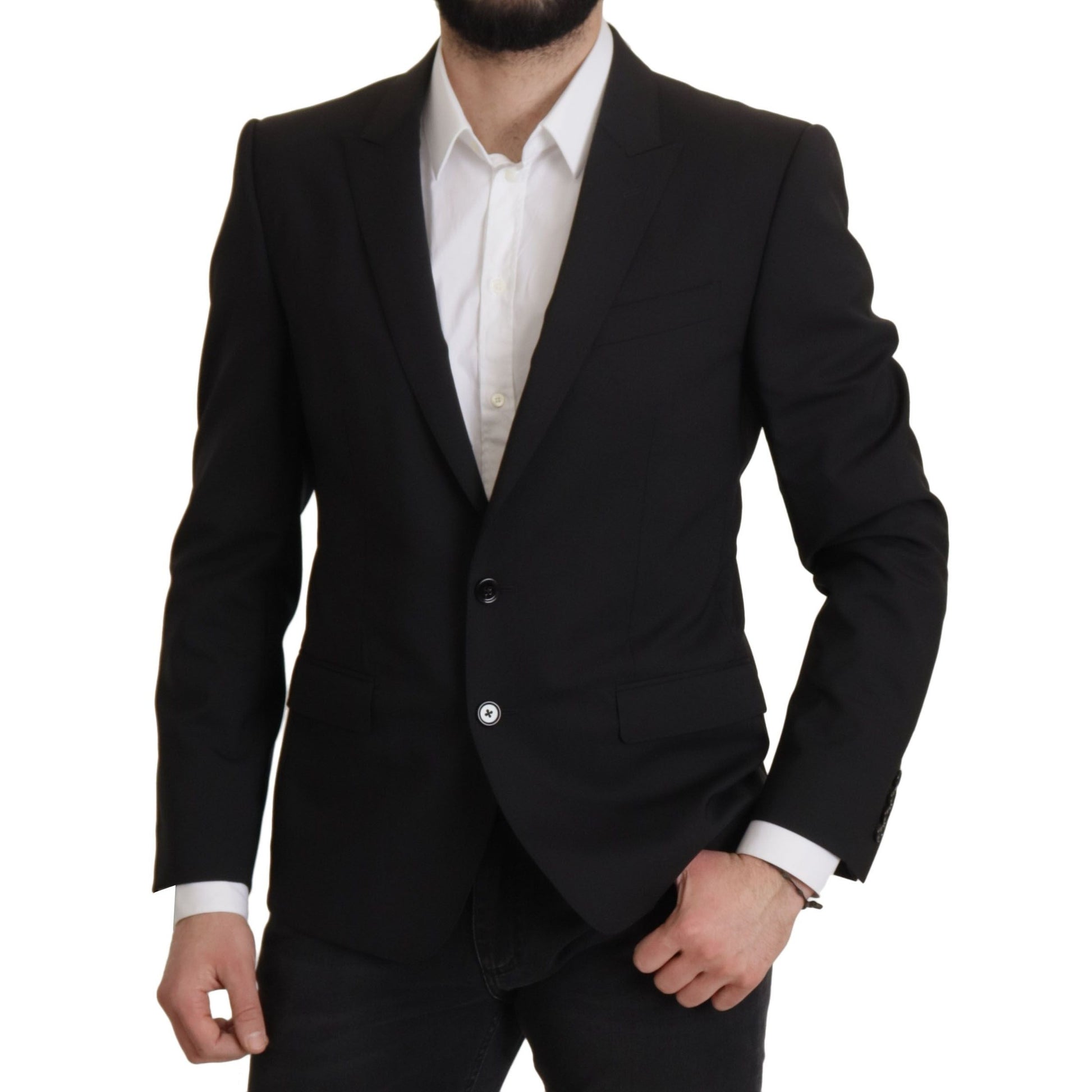 Dolce & Gabbana Black Single Breasted Jacket MARTINI Blazer Dolce & Gabbana