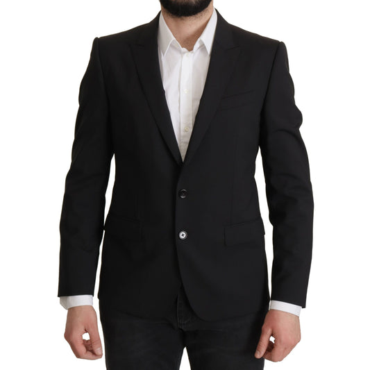 Dolce & Gabbana Black Single Breasted Jacket MARTINI Blazer Dolce & Gabbana