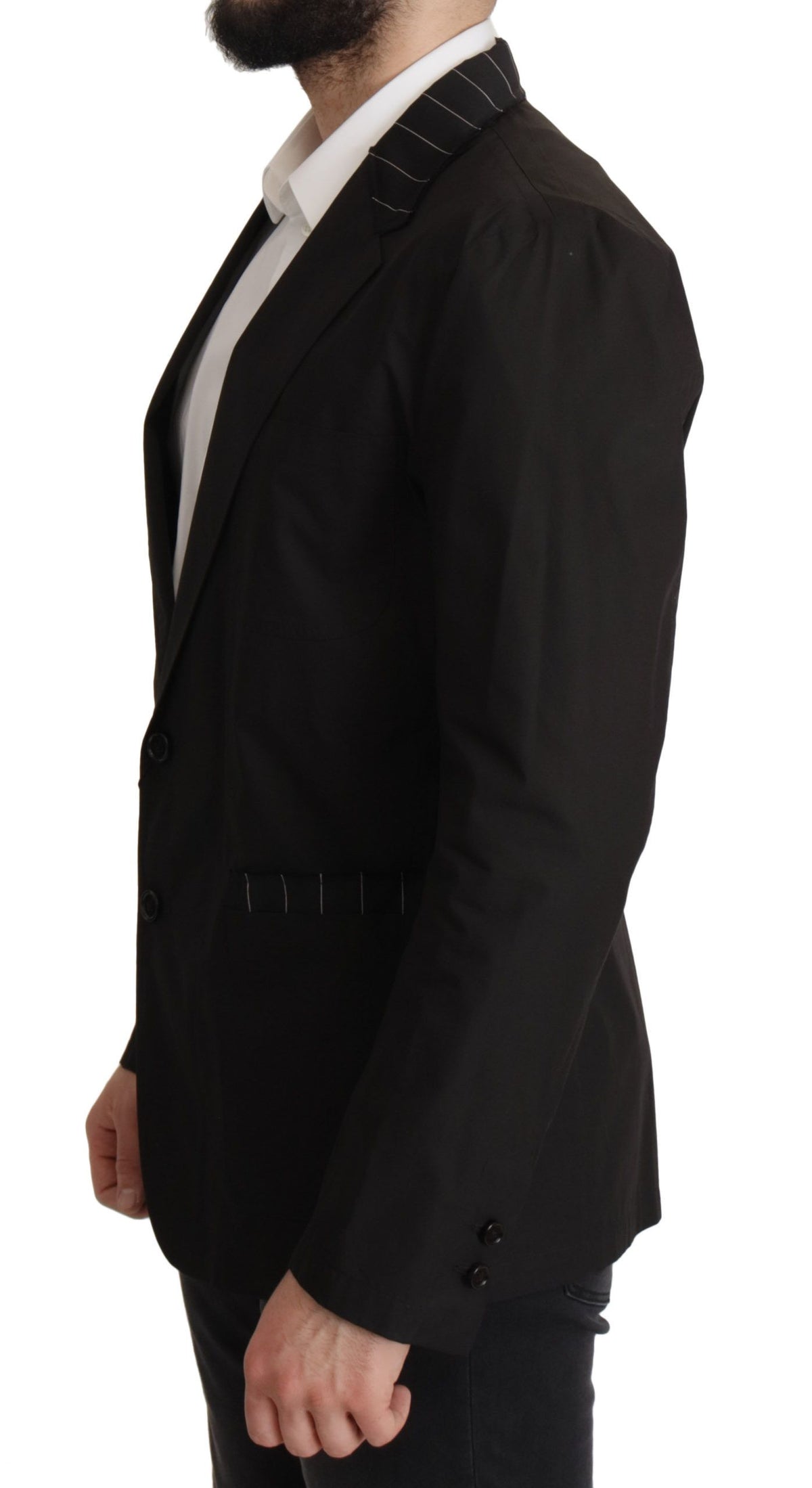 Dolce & Gabbana Black Cotton Single Breasted Blazer Jacket - Eljoys Fashion 