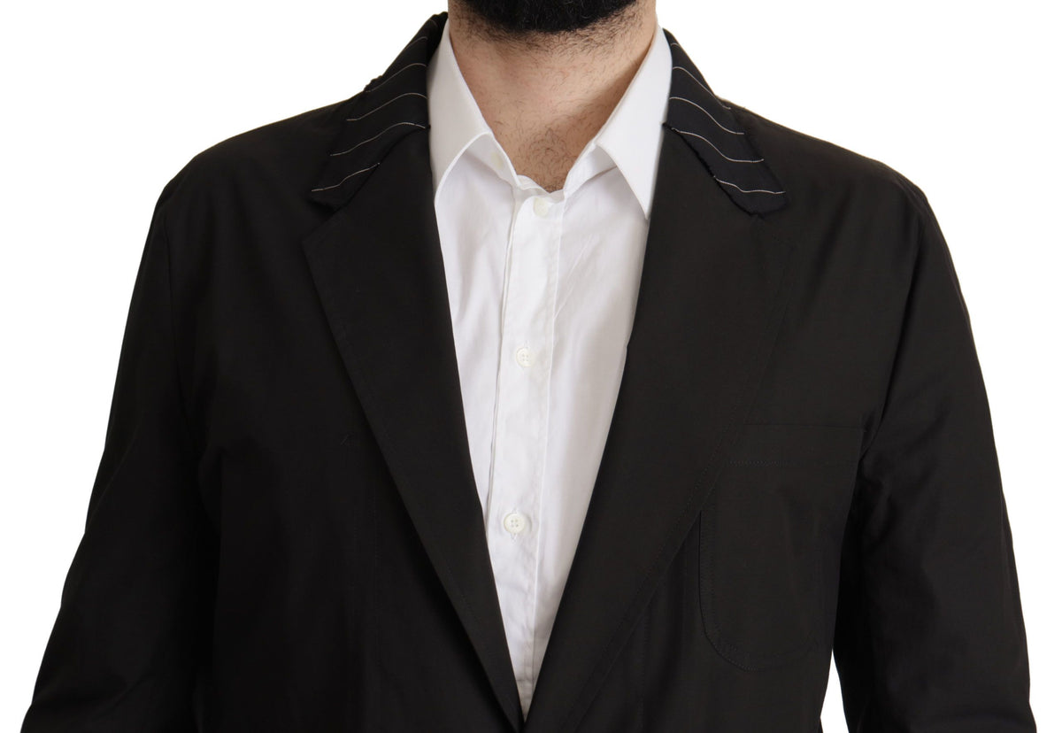 Dolce & Gabbana Black Cotton Single Breasted Blazer Jacket - Eljoys Fashion 