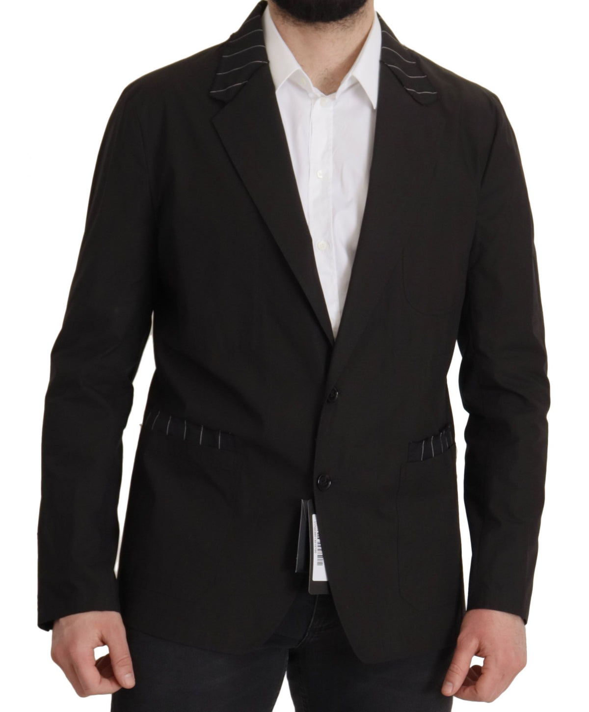 Dolce & Gabbana Black Cotton Single Breasted Blazer Jacket - Eljoys Fashion 