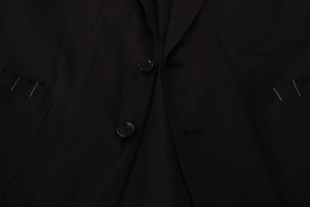 Dolce & Gabbana Black Cotton Single Breasted Blazer Jacket - Eljoys Fashion 