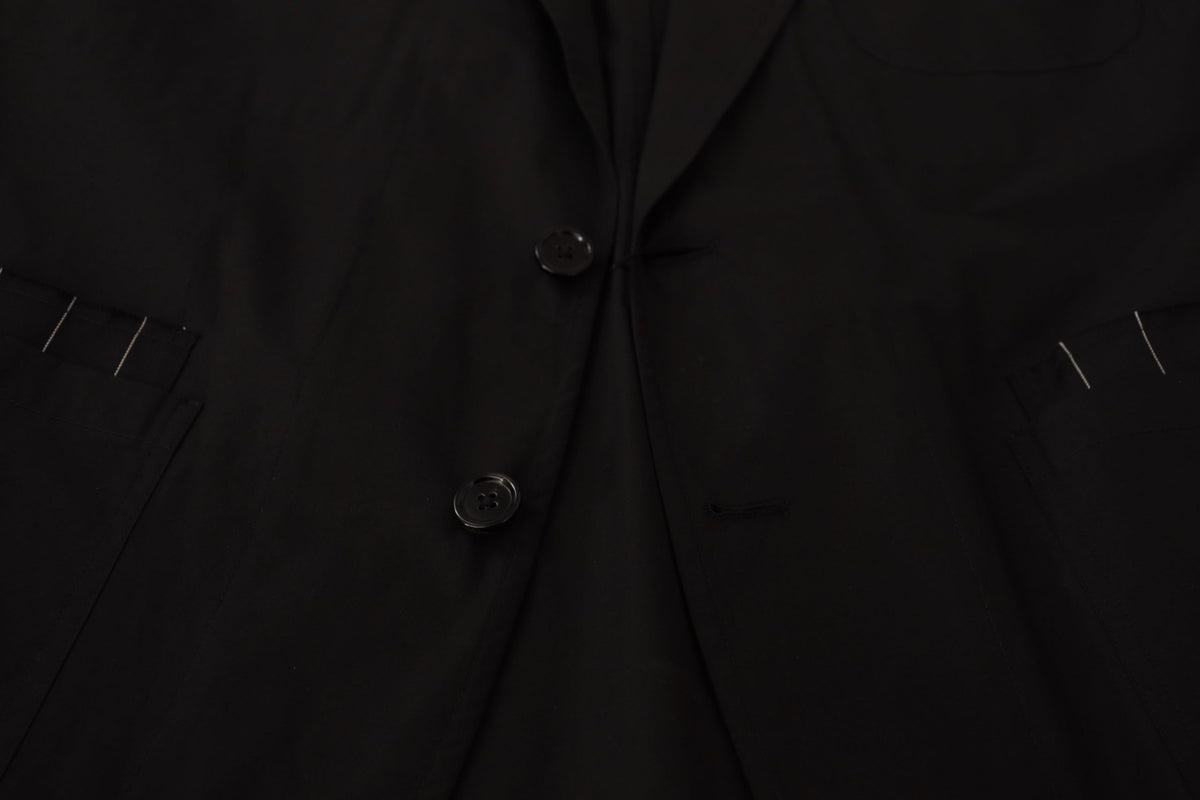 Dolce & Gabbana Black Cotton Single Breasted Blazer Jacket - Eljoys Fashion 