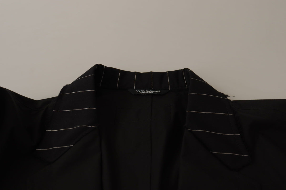 Dolce & Gabbana Black Cotton Single Breasted Blazer Jacket - Eljoys Fashion 