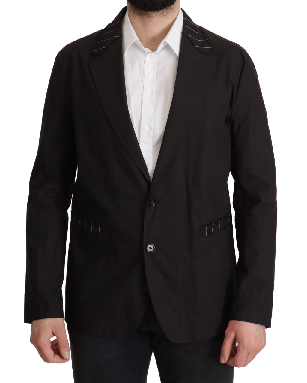 Dolce & Gabbana Black Cotton Single Breasted Blazer Jacket - Eljoys Fashion 