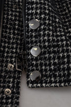 Dolce & Gabbana Black Houndstooth Polyester Bomber Jacket Dolce & Gabbana