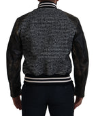 Dolce & Gabbana Black Houndstooth Polyester Bomber Jacket Dolce & Gabbana