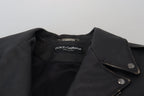 Dolce & Gabbana Black Leather Biker Coat Zipper Jacket - Eljoys Fashion 