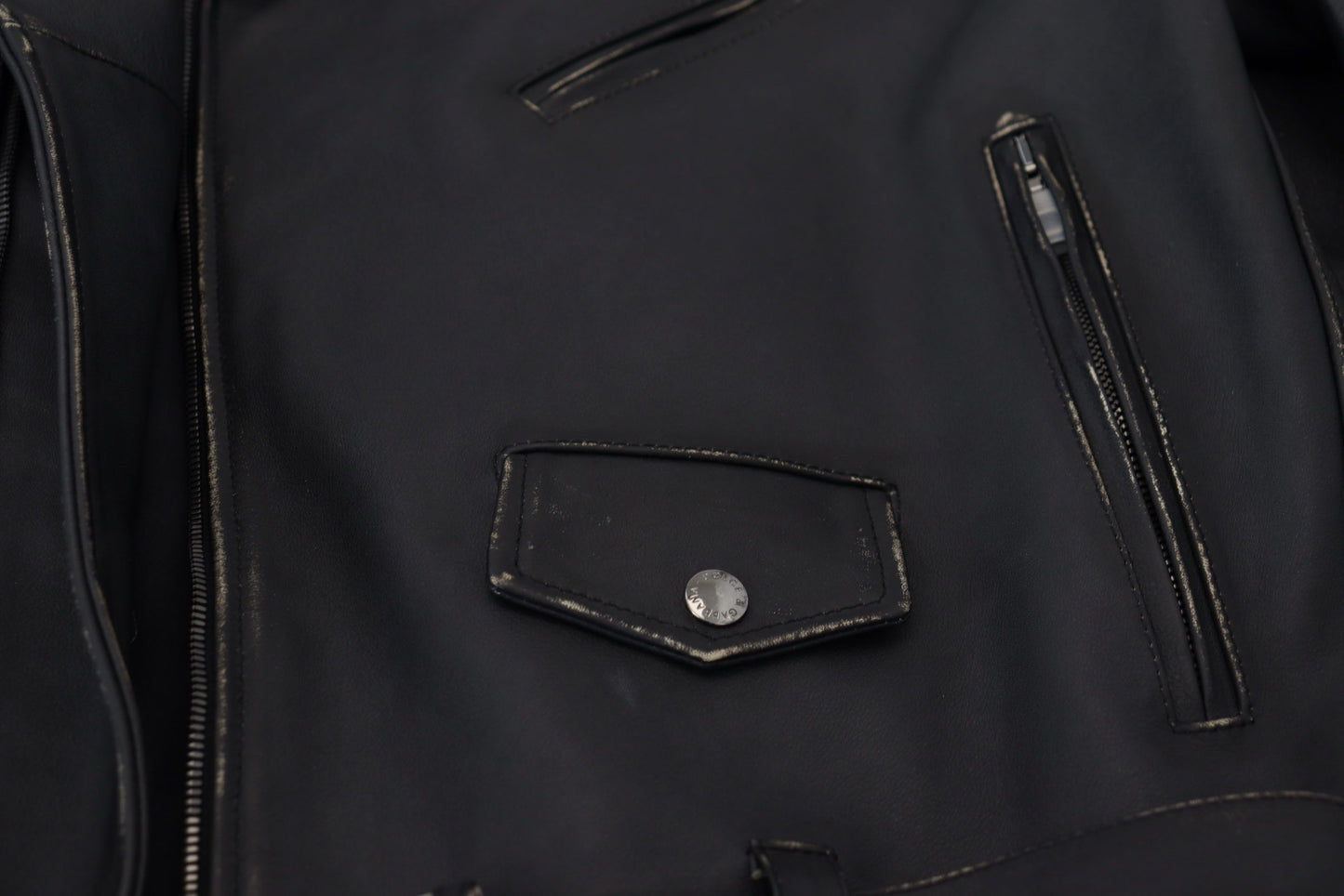 Dolce & Gabbana Black Leather Biker Coat Zipper Jacket Dolce & Gabbana