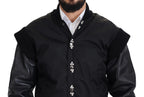 Dolce & Gabbana Black Nylon Crystals Coat Buttons Jacket - Eljoys Fashion 