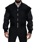Dolce & Gabbana Black Nylon Crystals Coat Buttons Jacket - Eljoys Fashion 