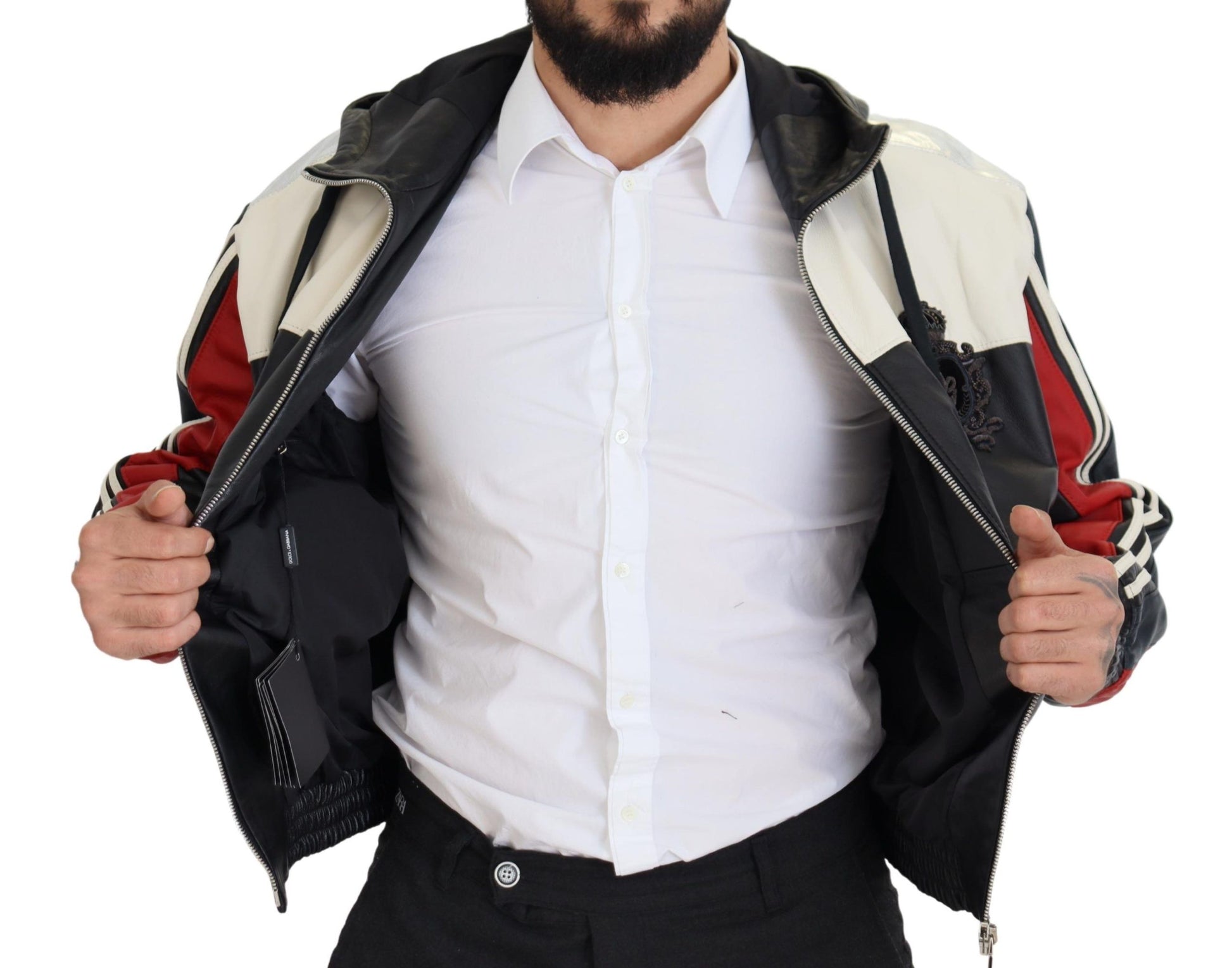 Dolce & Gabbana Black Leather Hooded Blouson Coat Jacket Dolce & Gabbana