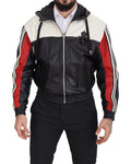 Dolce & Gabbana Black Leather Hooded Blouson Coat Jacket - Eljoys Fashion 