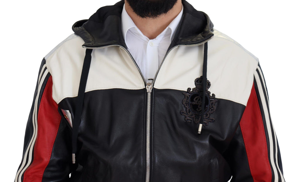 Dolce & Gabbana Black Leather Hooded Blouson Coat Jacket - Eljoys Fashion 