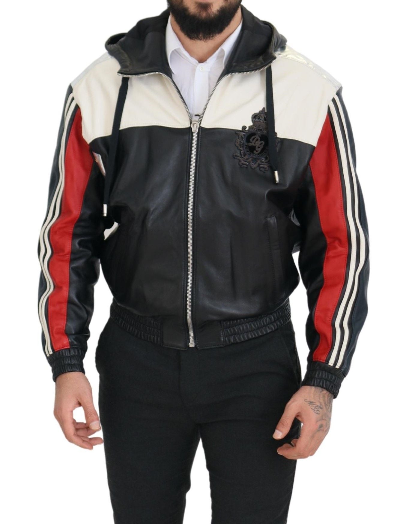 Dolce & Gabbana Black Leather Hooded Blouson Coat Jacket Dolce & Gabbana