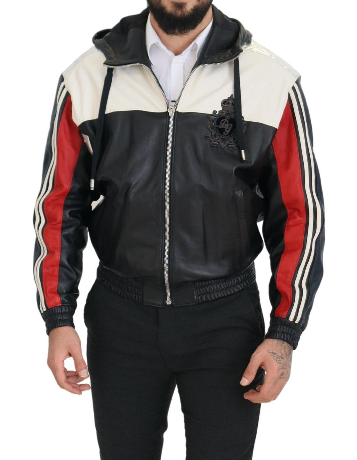 Dolce & Gabbana Black Leather Hooded Blouson Coat Jacket - Eljoys Fashion 