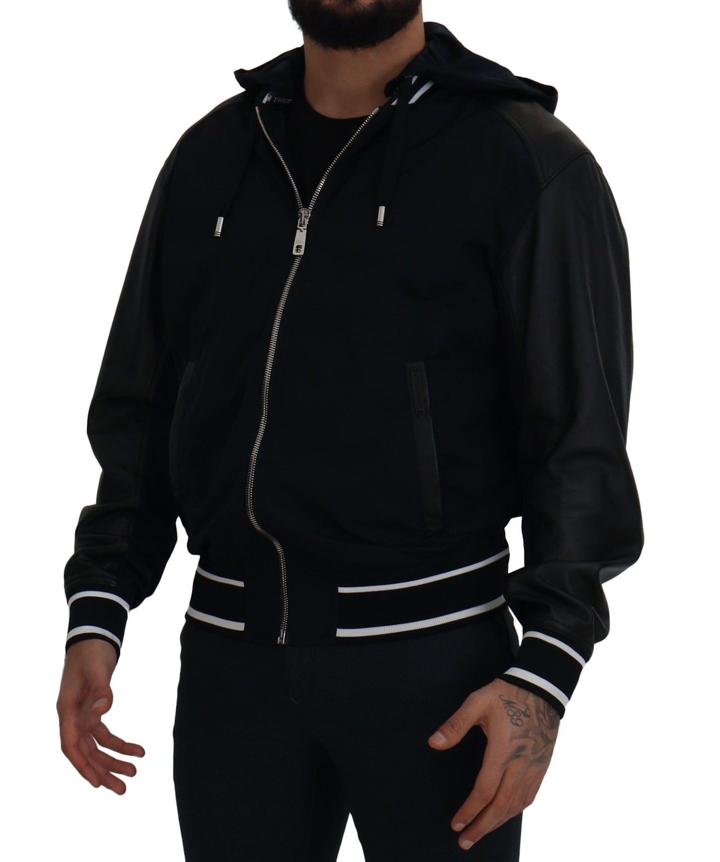 Dolce & Gabbana Black Polyester Hooded Blouson Coat Jacket Dolce & Gabbana