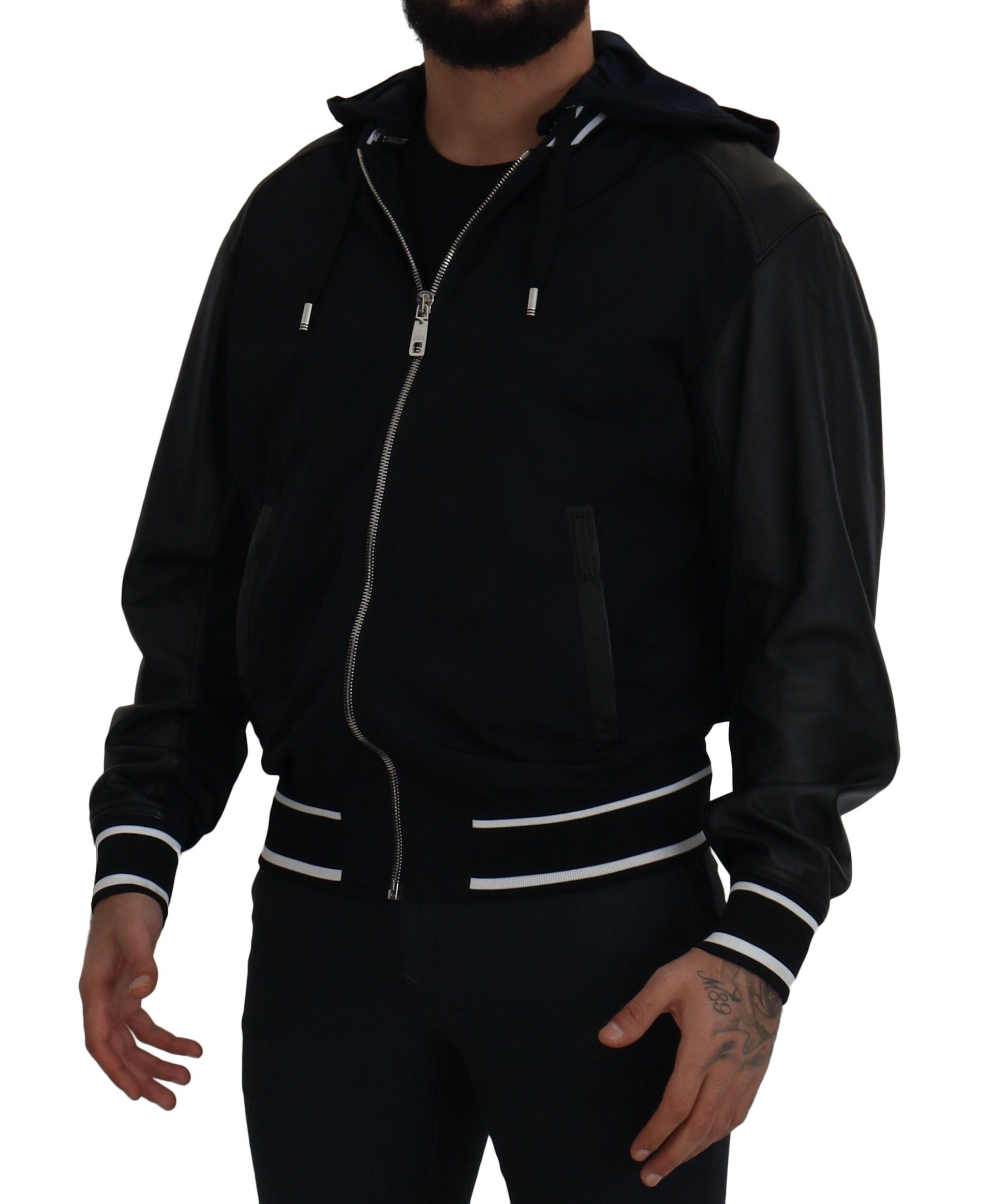 Dolce & Gabbana Black Polyester Hooded Blouson Coat Jacket Dolce & Gabbana