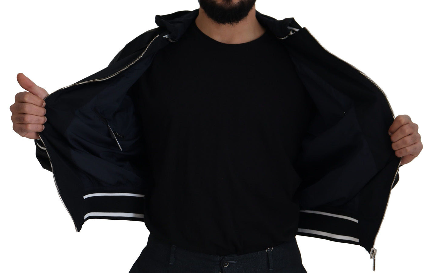 Dolce & Gabbana Black Polyester Hooded Blouson Coat Jacket Dolce & Gabbana