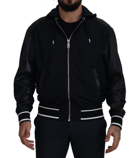 Dolce & Gabbana Black Polyester Hooded Blouson Coat Jacket Dolce & Gabbana
